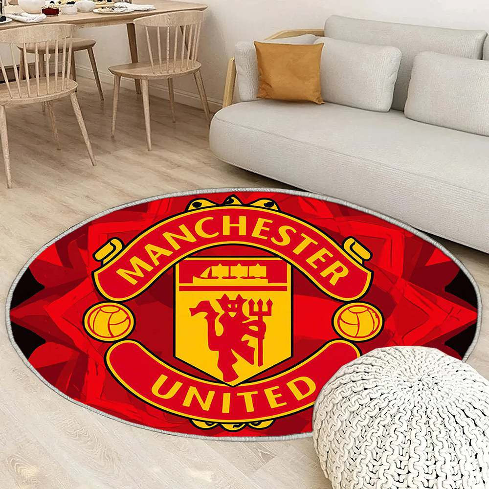 Manchester United Rouge Sophistiqué 2 - Tapis rond, Tapis Sol - Tapis De Salon, Tapis Art, Tapis pour la décoration de la maison