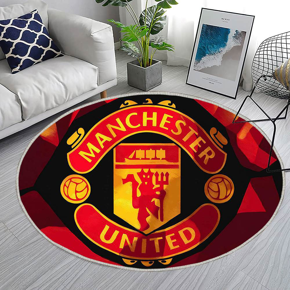 Manchester United Multicolore Élégant 3 - Tapis rond, Tapis Sol - Tapis De Salon, Tapis Art, Tapis pour la décoration de la maison