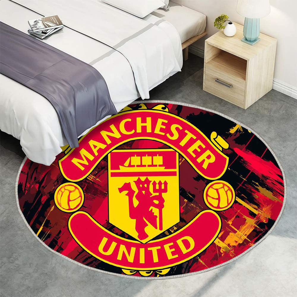 Manchester United Rouge Raffiné - Tapis rond, Tapis Sol - Tapis De Salon, Tapis Art, Tapis pour la décoration de la maison