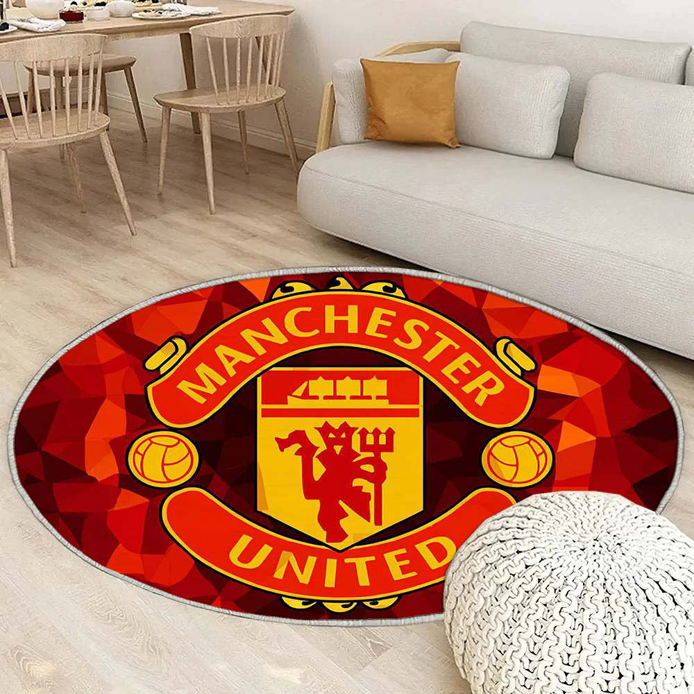 Manchester United Rouge Raffiné 4 - Tapis rond, Tapis Sol - Tapis De Salon, Tapis Art, Tapis pour la décoration de la maison