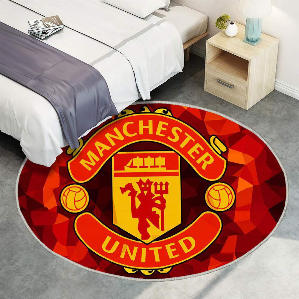 Manchester United Rouge Raffiné 4 - Tapis rond, Tapis Sol - Tapis De Salon, Tapis Art, Tapis pour la décoration de la maison