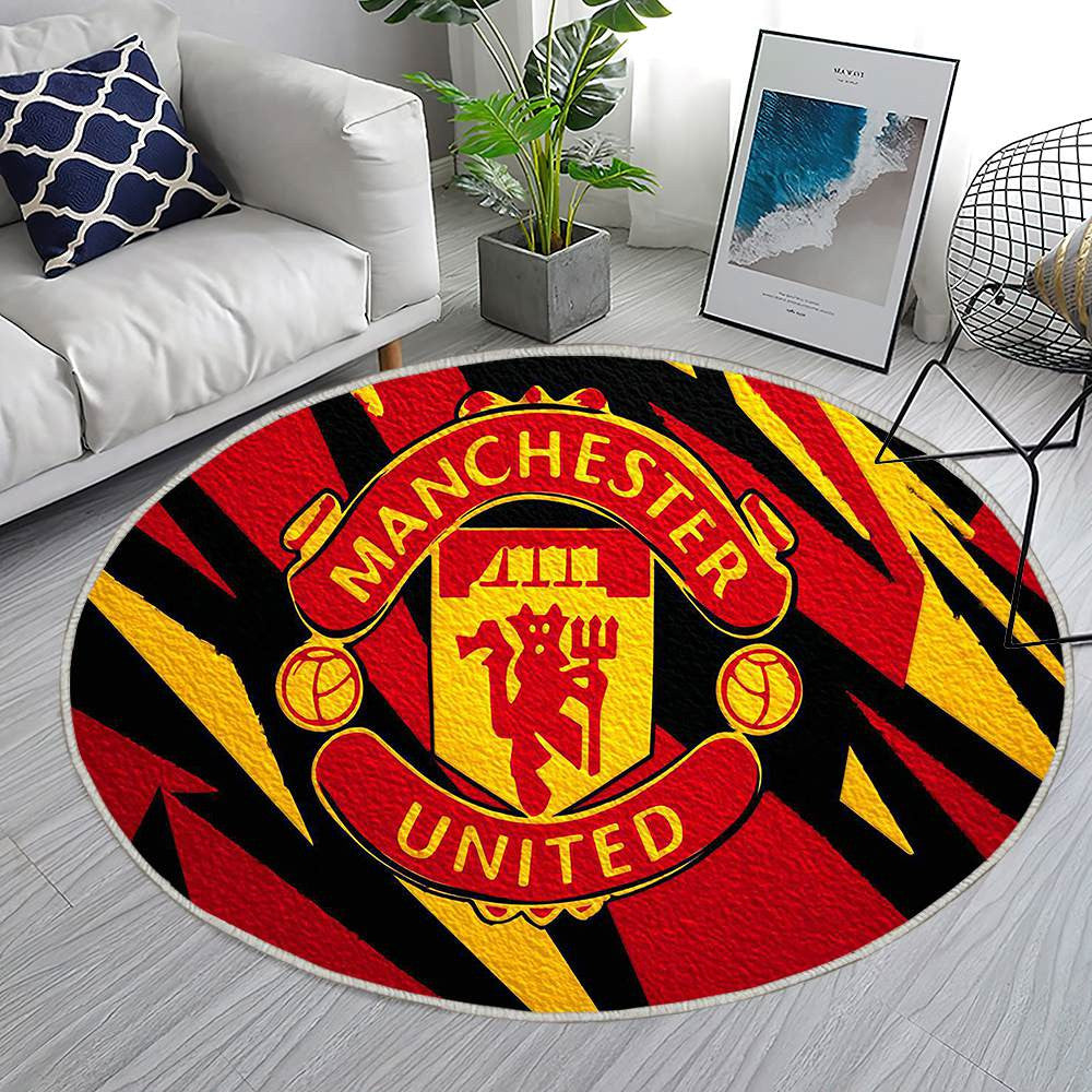 Manchester United Multicolore Raffiné 2 - Tapis rond, Tapis Sol - Tapis De Salon, Tapis Art, Tapis pour la décoration de la maison