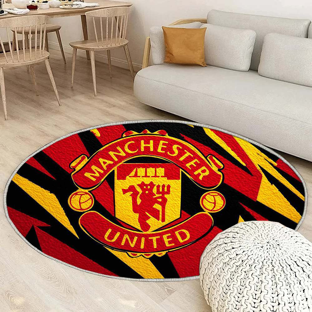 Manchester United Multicolore Raffiné 2 - Tapis rond, Tapis Sol - Tapis De Salon, Tapis Art, Tapis pour la décoration de la maison