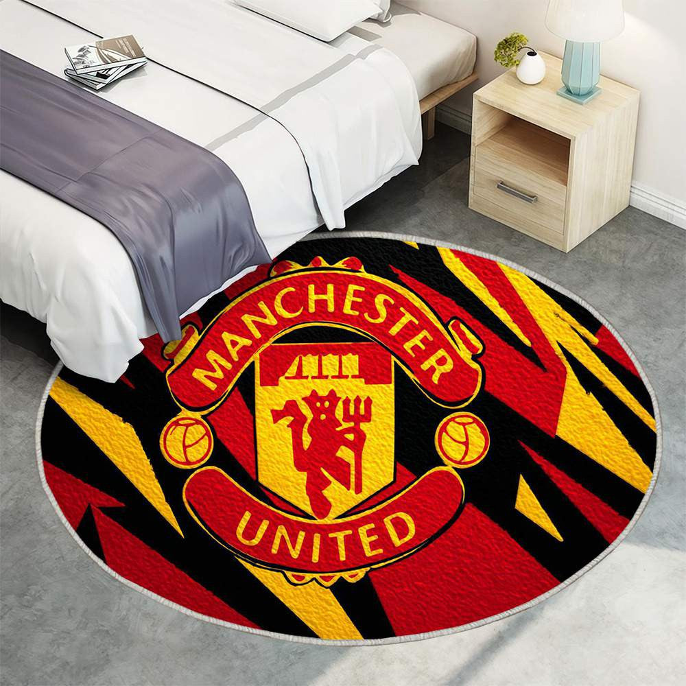 Manchester United Multicolore Raffiné 2 - Tapis rond, Tapis Sol - Tapis De Salon, Tapis Art, Tapis pour la décoration de la maison