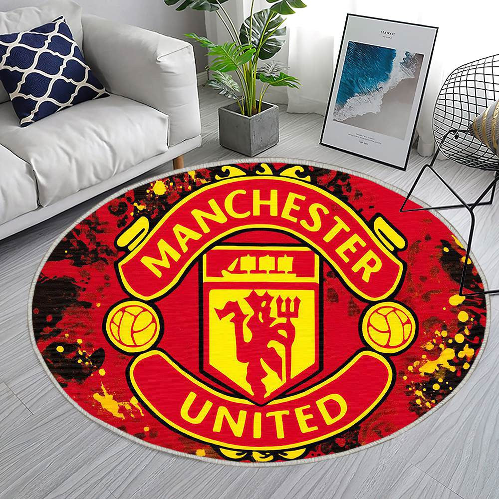 Manchester United Rouge Élégant 3 - Tapis rond, Tapis Sol - Tapis De Salon, Tapis Art, Tapis pour la décoration de la maison