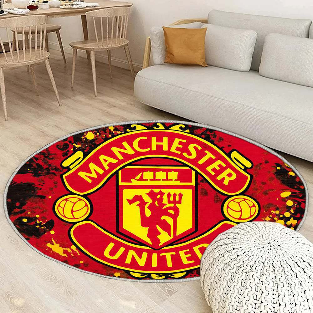 Manchester United Rouge Élégant 3 - Tapis rond, Tapis Sol - Tapis De Salon, Tapis Art, Tapis pour la décoration de la maison