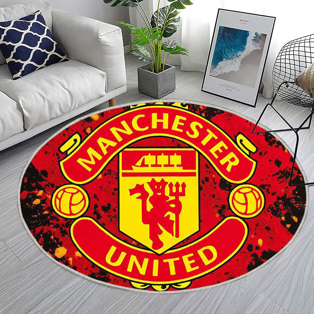 Manchester United Rouge Sophistiqué 3 - Tapis rond, Tapis Sol - Tapis De Salon, Tapis Art, Tapis pour la décoration de la maison
