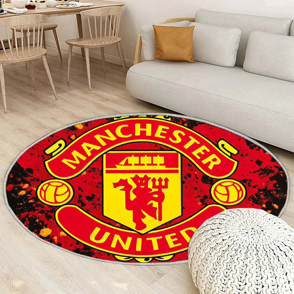 Manchester United Rouge Sophistiqué 3 - Tapis rond, Tapis Sol - Tapis De Salon, Tapis Art, Tapis pour la décoration de la maison