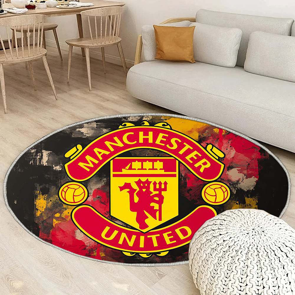 Manchester United Multicolore Sophistiqué - Tapis rond, Tapis Sol - Tapis De Salon, Tapis Art, Tapis pour la décoration de la maison