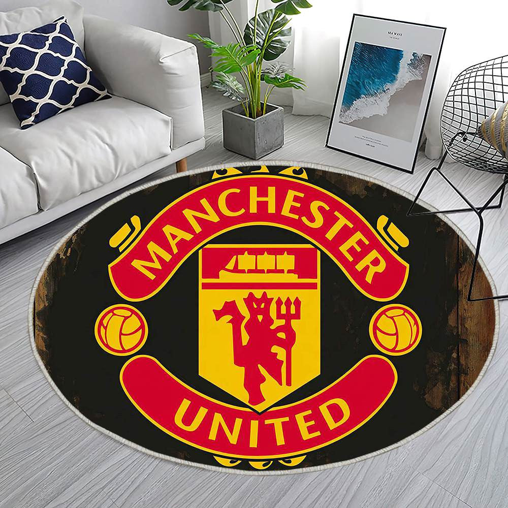 Manchester United Multicolore Raffiné - Tapis rond, Tapis Sol - Tapis De Salon, Tapis Art, Tapis pour la décoration de la maison