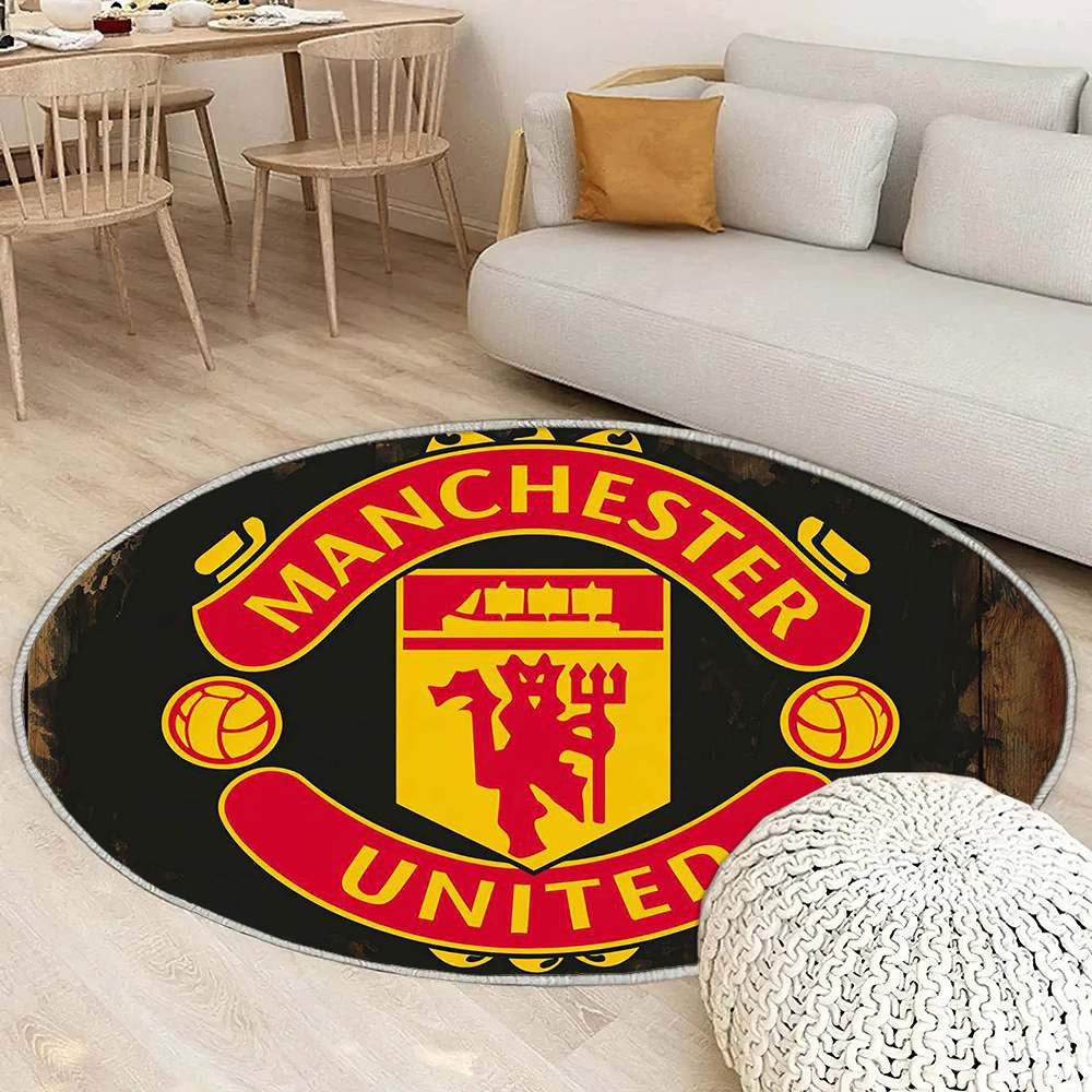 Manchester United Multicolore Raffiné - Tapis rond, Tapis Sol - Tapis De Salon, Tapis Art, Tapis pour la décoration de la maison