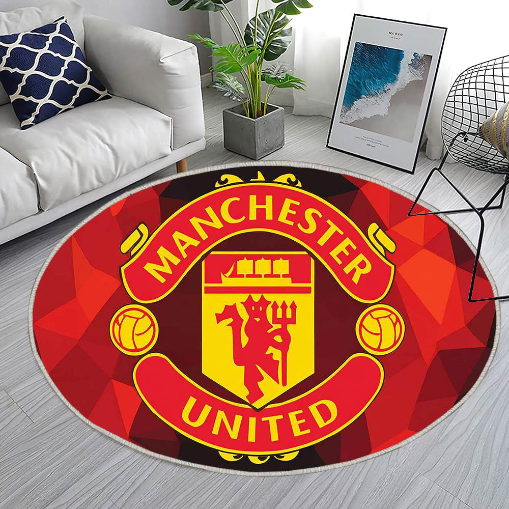 Manchester United Rouge Raffiné 2 - Tapis rond, Tapis Sol - Tapis De Salon, Tapis Art, Tapis pour la décoration de la maison