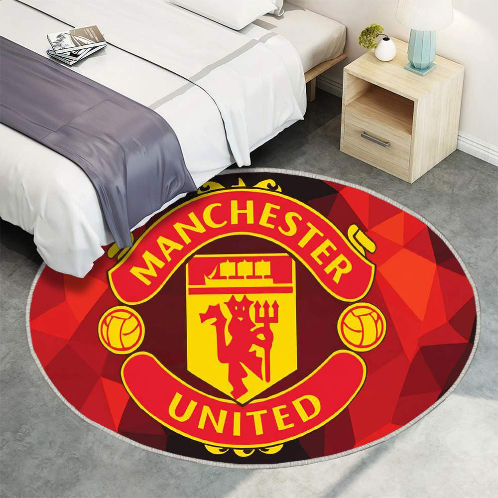 Manchester United Rouge Raffiné 2 - Tapis rond, Tapis Sol - Tapis De Salon, Tapis Art, Tapis pour la décoration de la maison