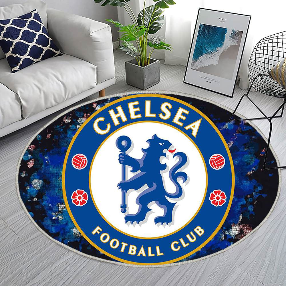 Chelsea Football Club Brodé Classique Bleu Profond Luxueux - Tapis rond, Tapis Sol - Tapis De Salon, Tapis Art, Tapis pour la décoration de la maison