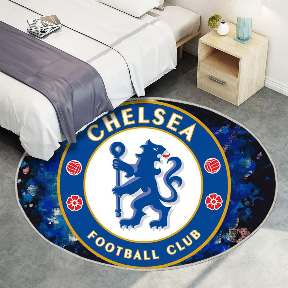 Chelsea Football Club Brodé Classique Bleu Profond Luxueux - Tapis rond, Tapis Sol - Tapis De Salon, Tapis Art, Tapis pour la décoration de la maison