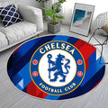 Chelsea Football Club Moderne Géométrique Bleu Royal Unique - Tapis rond, Tapis Sol - Tapis De Salon, Tapis Art, Tapis pour la décoration de la maison