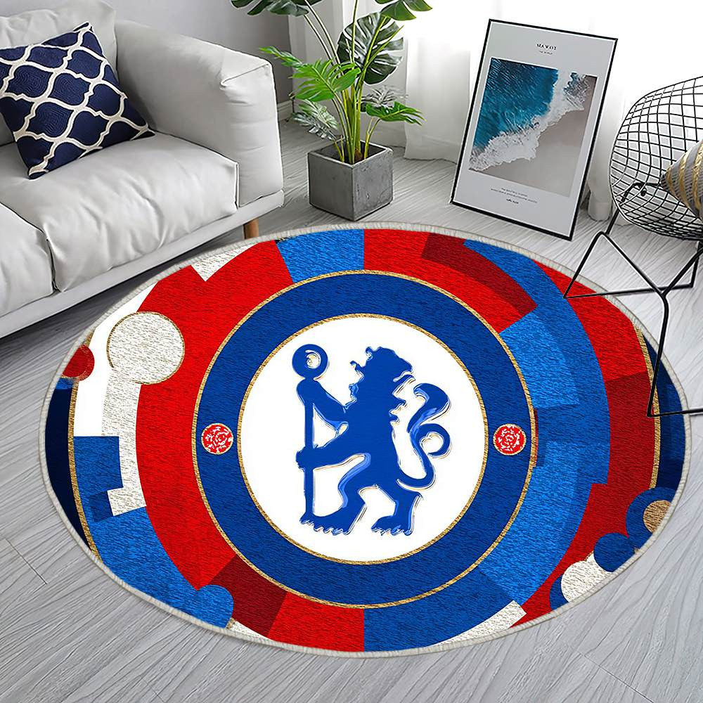 Chelsea Football Club Élégant Contemporain Bleu Profond Unique - Tapis rond, Tapis Sol - Tapis De Salon, Tapis Art, Tapis pour la décoration de la maison