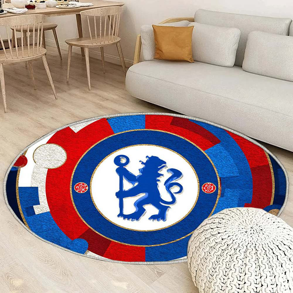 Chelsea Football Club Élégant Contemporain Bleu Profond Unique - Tapis rond, Tapis Sol - Tapis De Salon, Tapis Art, Tapis pour la décoration de la maison