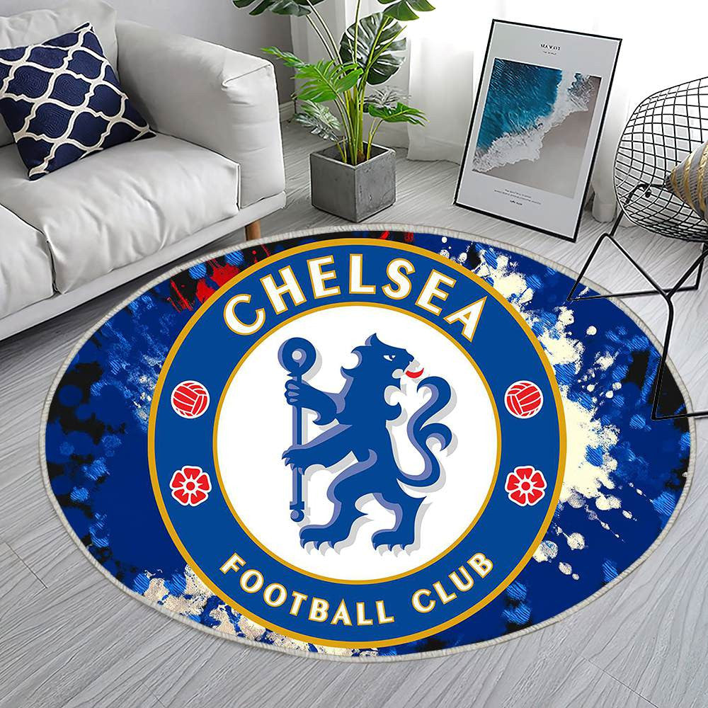 Chelsea Football Club Brodé Classique Bleu Profond Chic - Tapis rond, Tapis Sol - Tapis De Salon, Tapis Art, Tapis pour la décoration de la maison