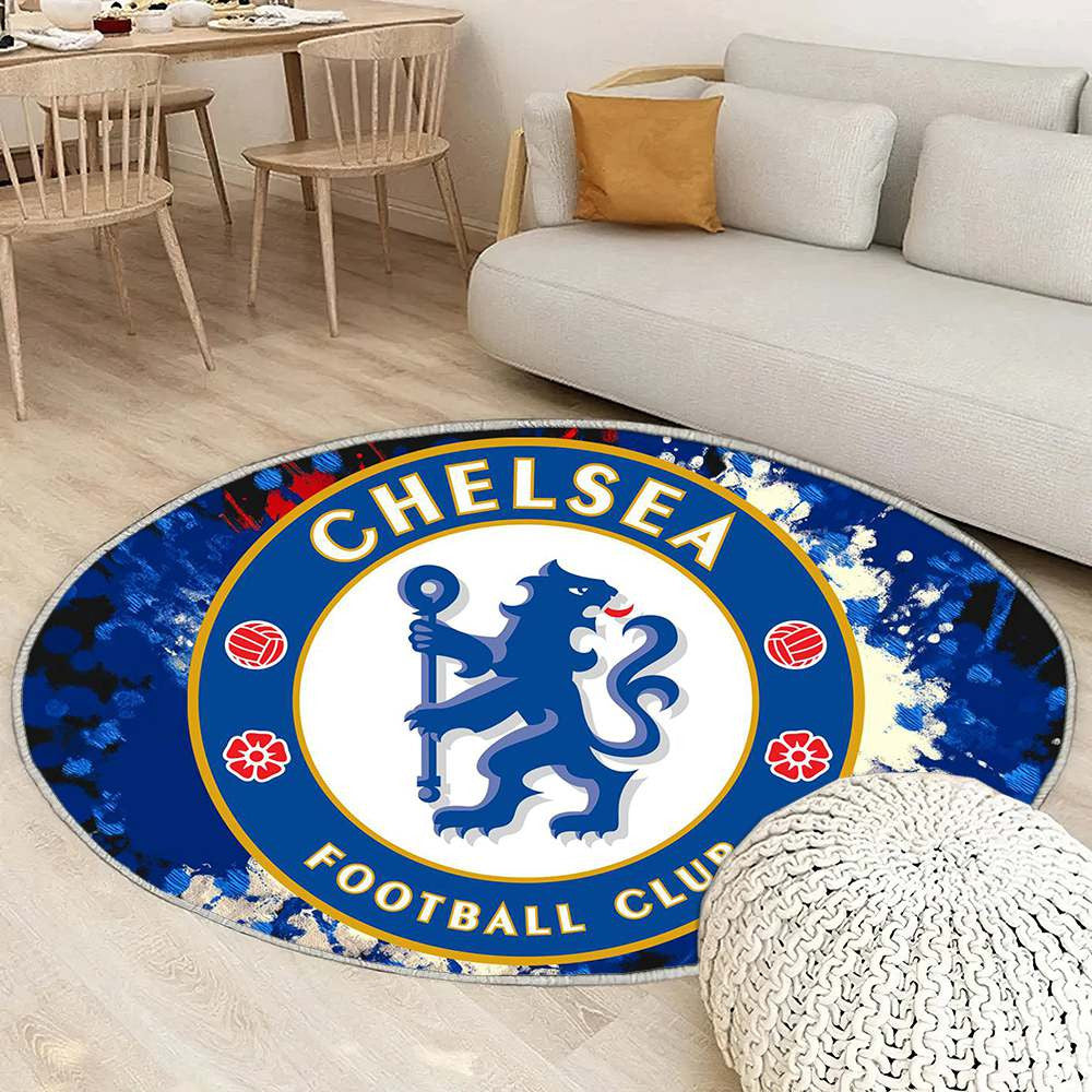 Chelsea Football Club Brodé Classique Bleu Profond Chic - Tapis rond, Tapis Sol - Tapis De Salon, Tapis Art, Tapis pour la décoration de la maison