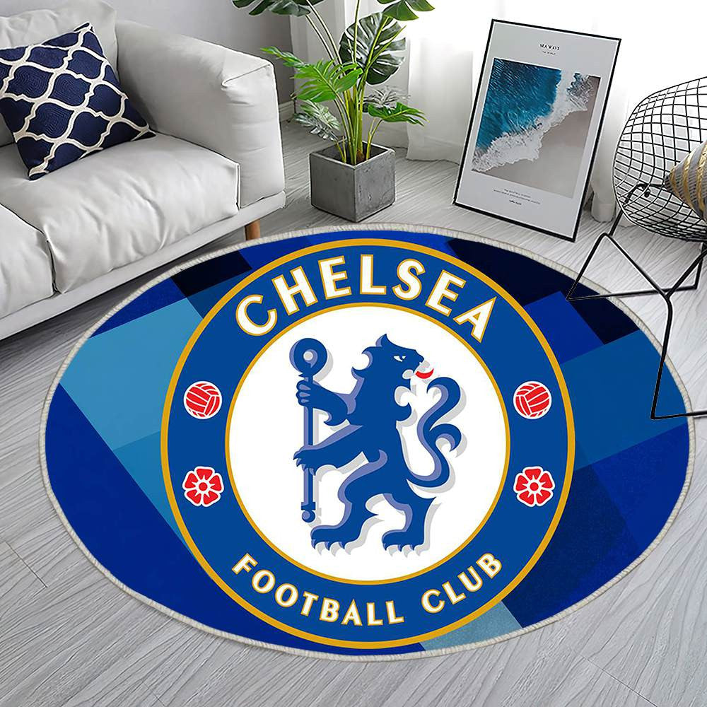 Chelsea Football Club Moderne Géométrique Bleu Royal Exclusif - Tapis rond, Tapis Sol - Tapis De Salon, Tapis Art, Tapis pour la décoration de la maison