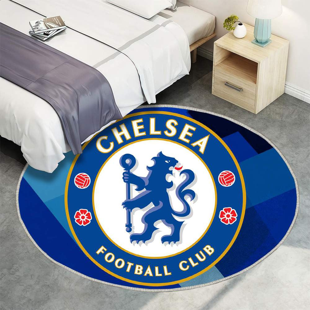 Chelsea Football Club Moderne Géométrique Bleu Royal Exclusif - Tapis rond, Tapis Sol - Tapis De Salon, Tapis Art, Tapis pour la décoration de la maison