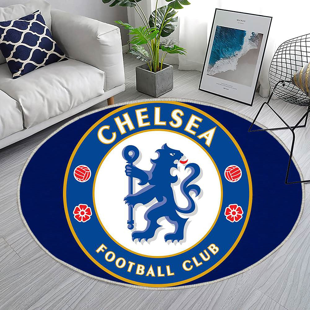 Chelsea Football Club Brodé Classique Bleu Profond Unique - Tapis rond, Tapis Sol - Tapis De Salon, Tapis Art, Tapis pour la décoration de la maison