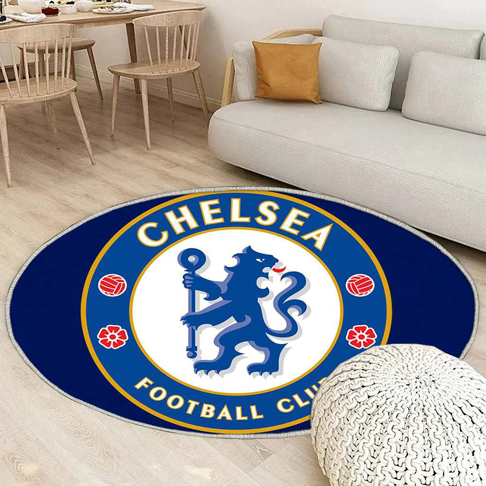 Chelsea Football Club Brodé Classique Bleu Profond Unique - Tapis rond, Tapis Sol - Tapis De Salon, Tapis Art, Tapis pour la décoration de la maison
