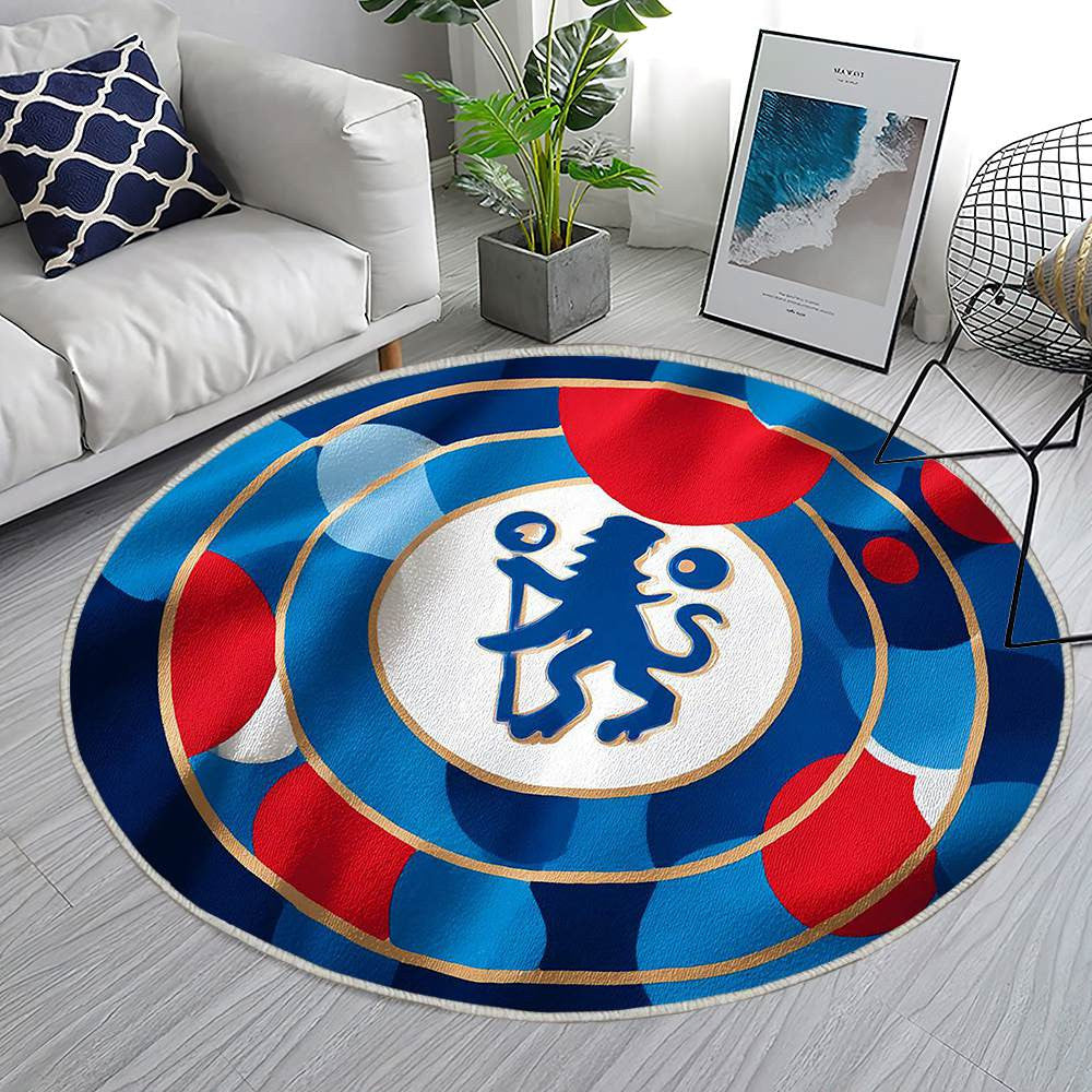Chelsea Football Club Moderne Géométrique Bleu Royal Élégant - Tapis rond, Tapis Sol - Tapis De Salon, Tapis Art, Tapis pour la décoration de la maison