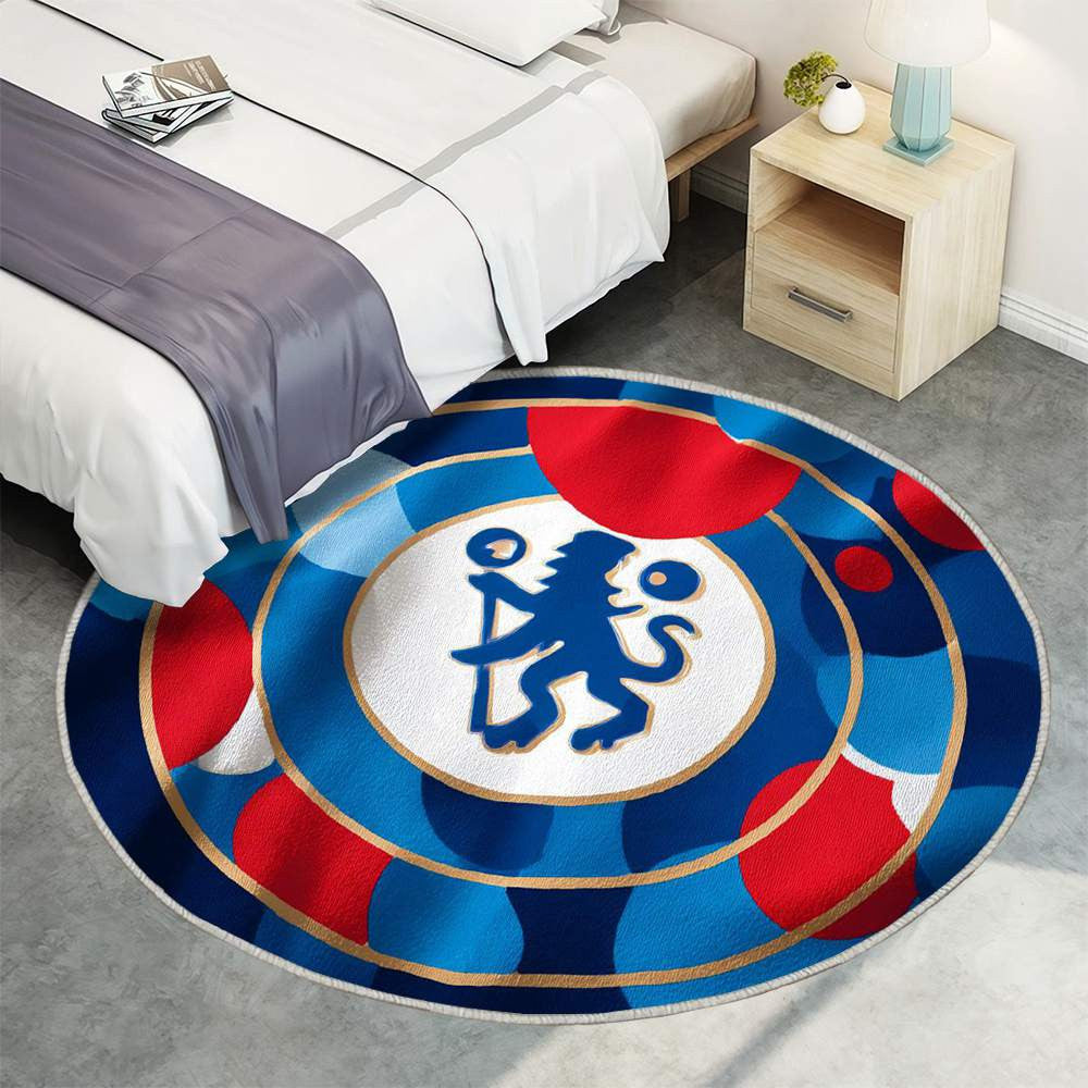 Chelsea Football Club Moderne Géométrique Bleu Royal Élégant - Tapis rond, Tapis Sol - Tapis De Salon, Tapis Art, Tapis pour la décoration de la maison
