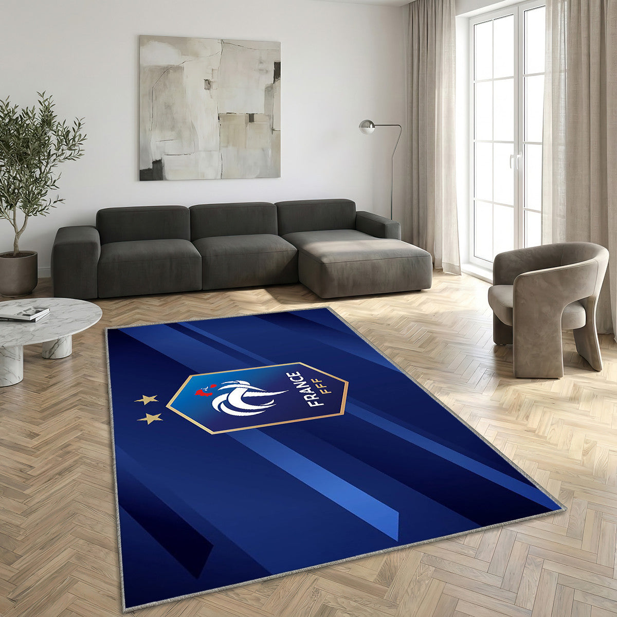 Tapis Logo Équipe France - Bleu Rare, Doux