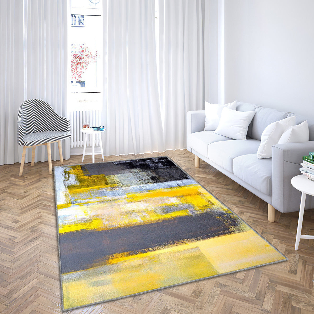 Abstract Yellow And Grey-Contemporary Art