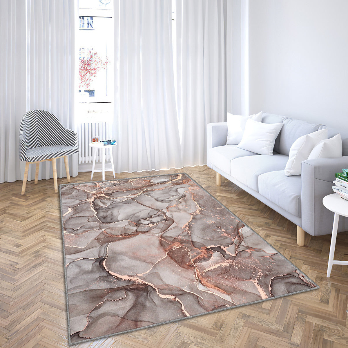 Abstract Living Room-Brown And Grey
