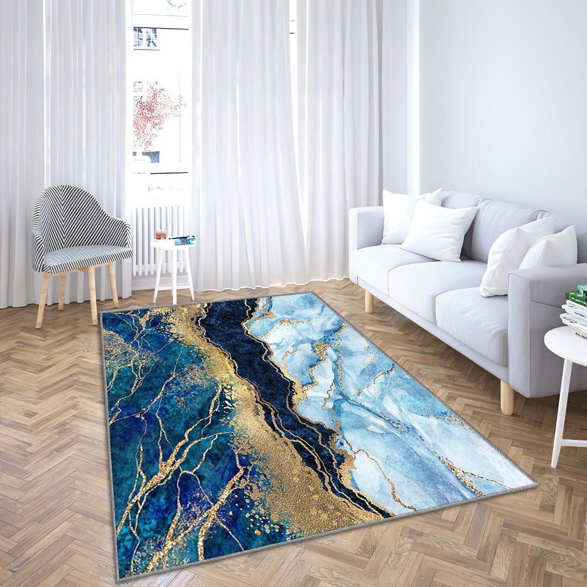 Abstract Navy Blue Glitter Gold Blue