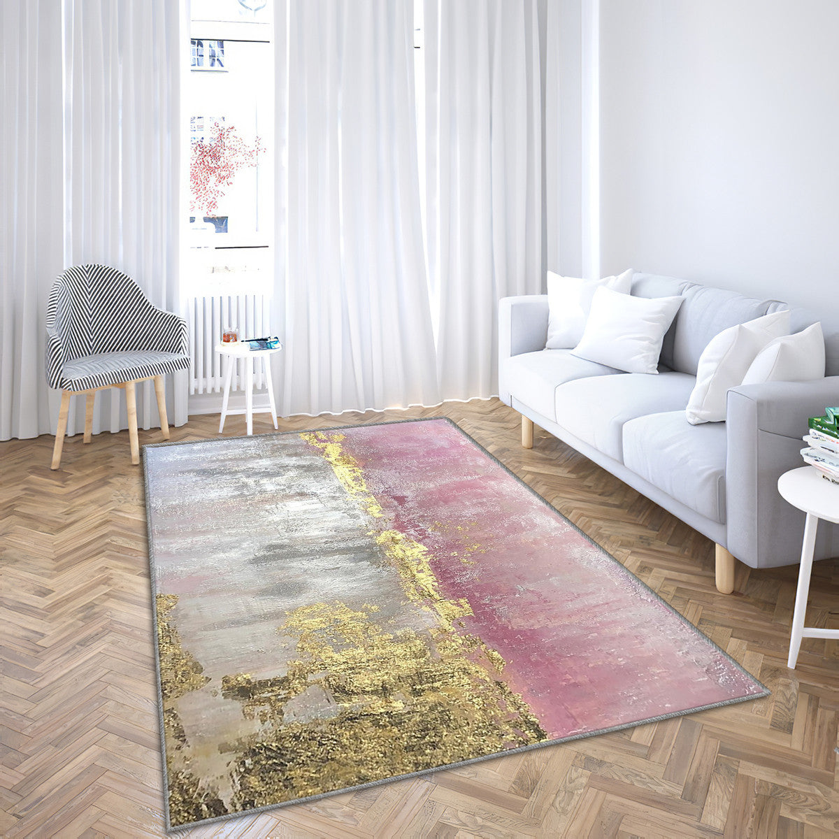 Abstract Pink Yellow Marble Art