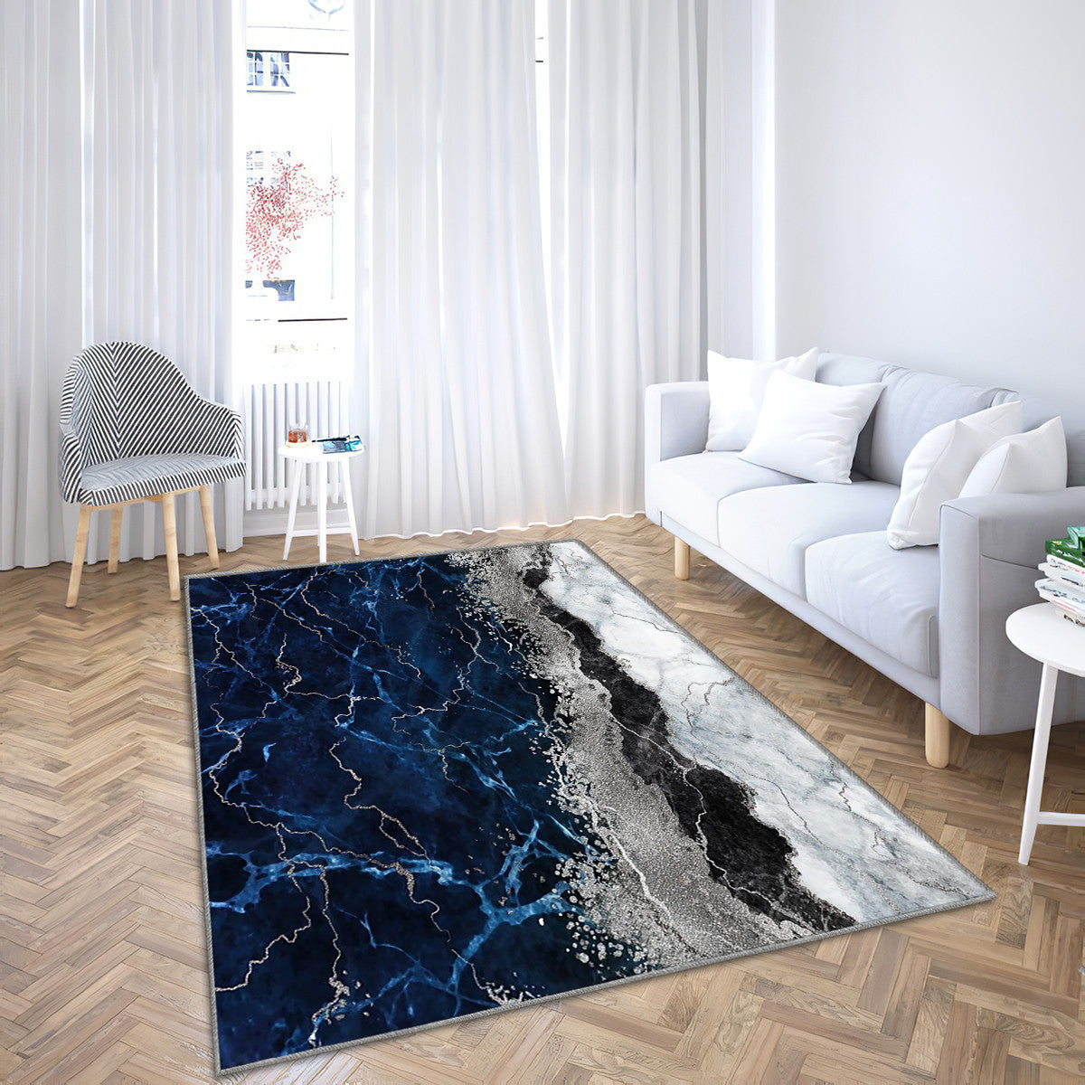 Blue Grey Abstract-Abstract Luxury
