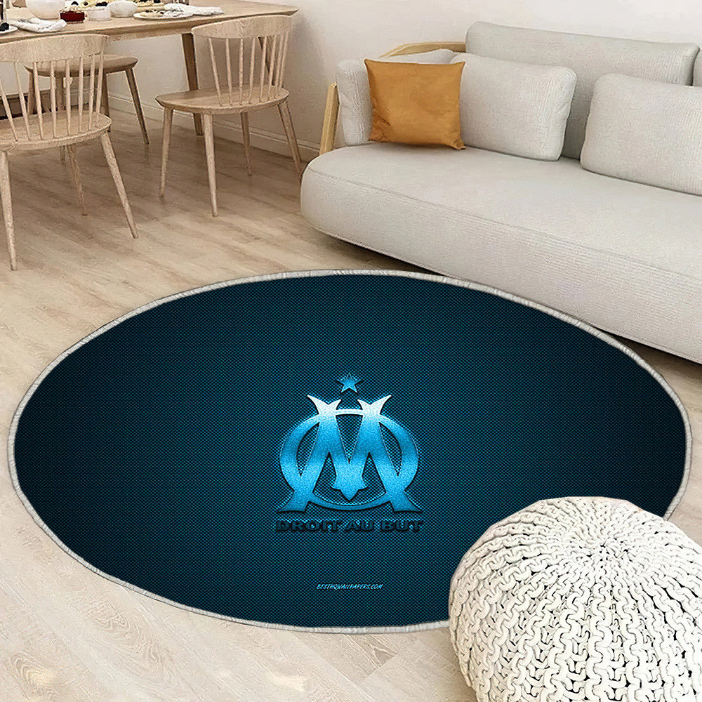 Olympique Marseille Tapis Sol - Tapis De Salon, Bleu Metallicblue Carbon Fiber Marseille Tapis Art, Tapis pour la décoration de la maison