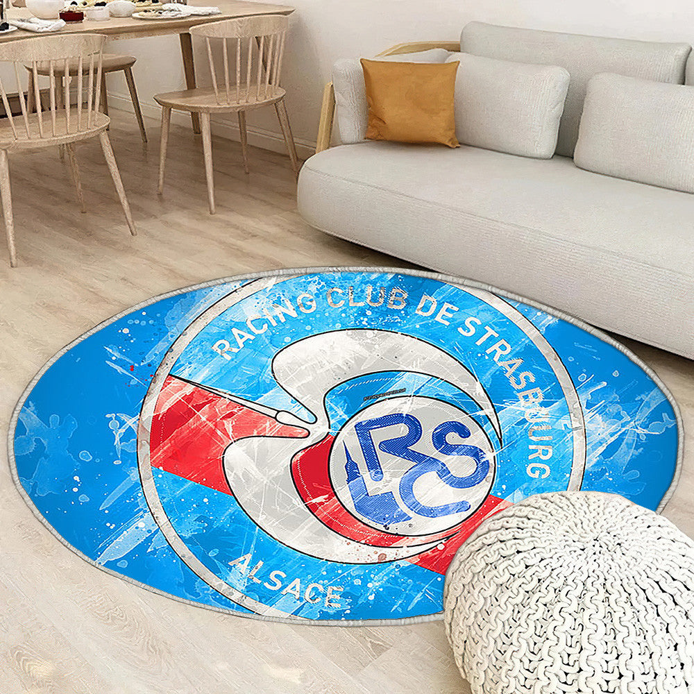 Rc Strasbourg Alsace Paint Art Tapis Sol - Tapis De Salon, Football Français Tapis Art, Tapis pour la décoration de la maison