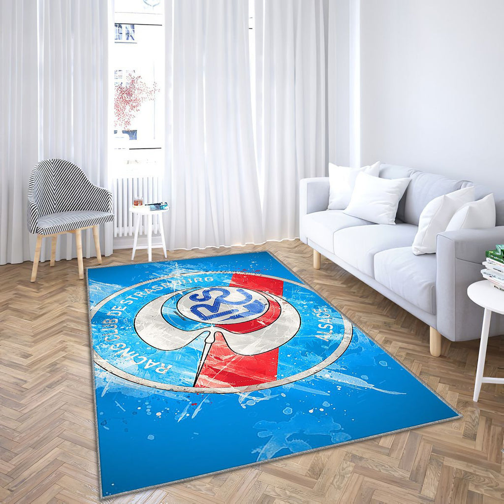Rc Strasbourg Alsace Paint Art Tapis Sol - Tapis De Salon, Football Français Tapis Art, Tapis pour la décoration de la maison