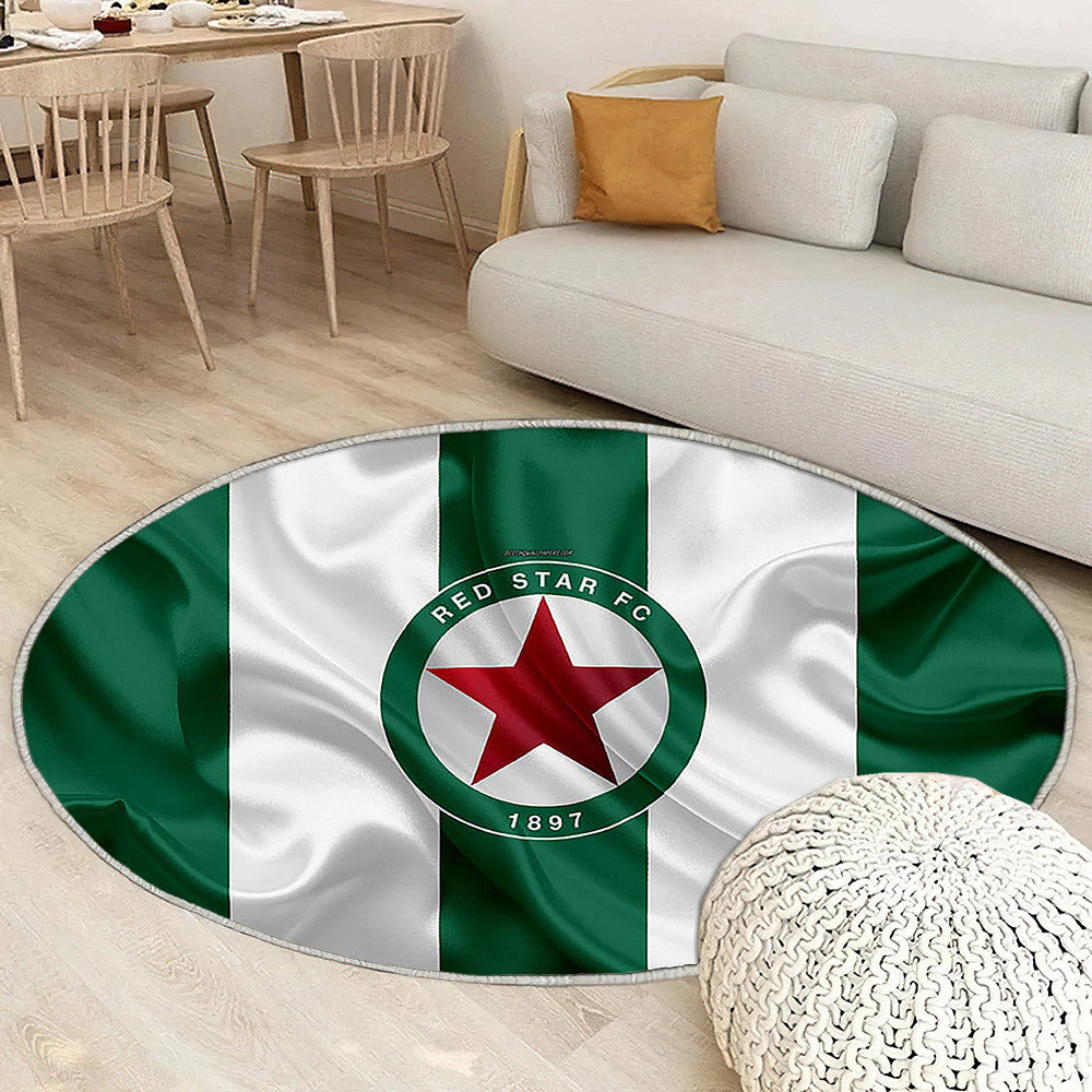 Red Star Fc Tapis Sol - Tapis De Salon, drapeau de soie blanc vert Football français Tapis Art, Tapis pour la décoration de la maison
