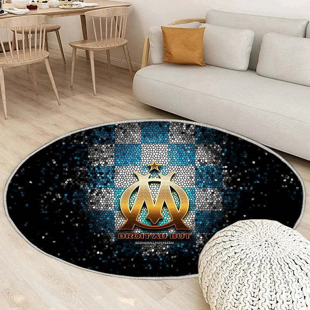 Olympique Marseille Fc Tapis Sol - Tapis De Salon, Ligue 1 Bleu Blanc Football Tapis Art, Tapis pour la décoration de la maison