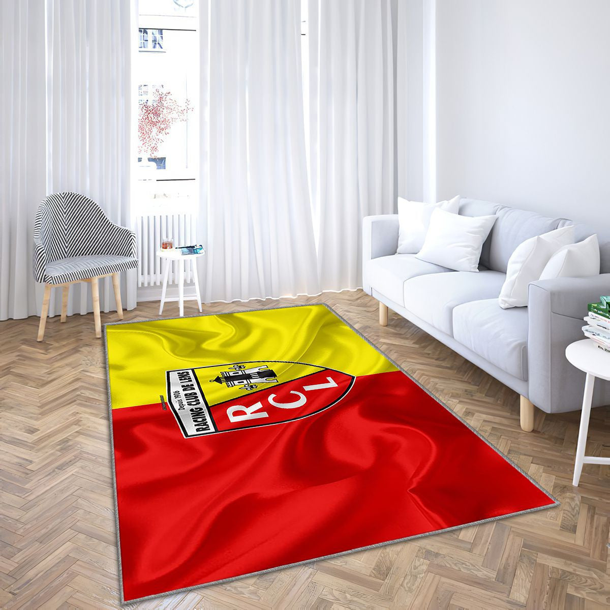 Rc Lens Tapis Sol - Tapis De Salon, Drapeau Soie Rouge Jaune Football Français Tapis Art, Tapis pour la décoration de la maison