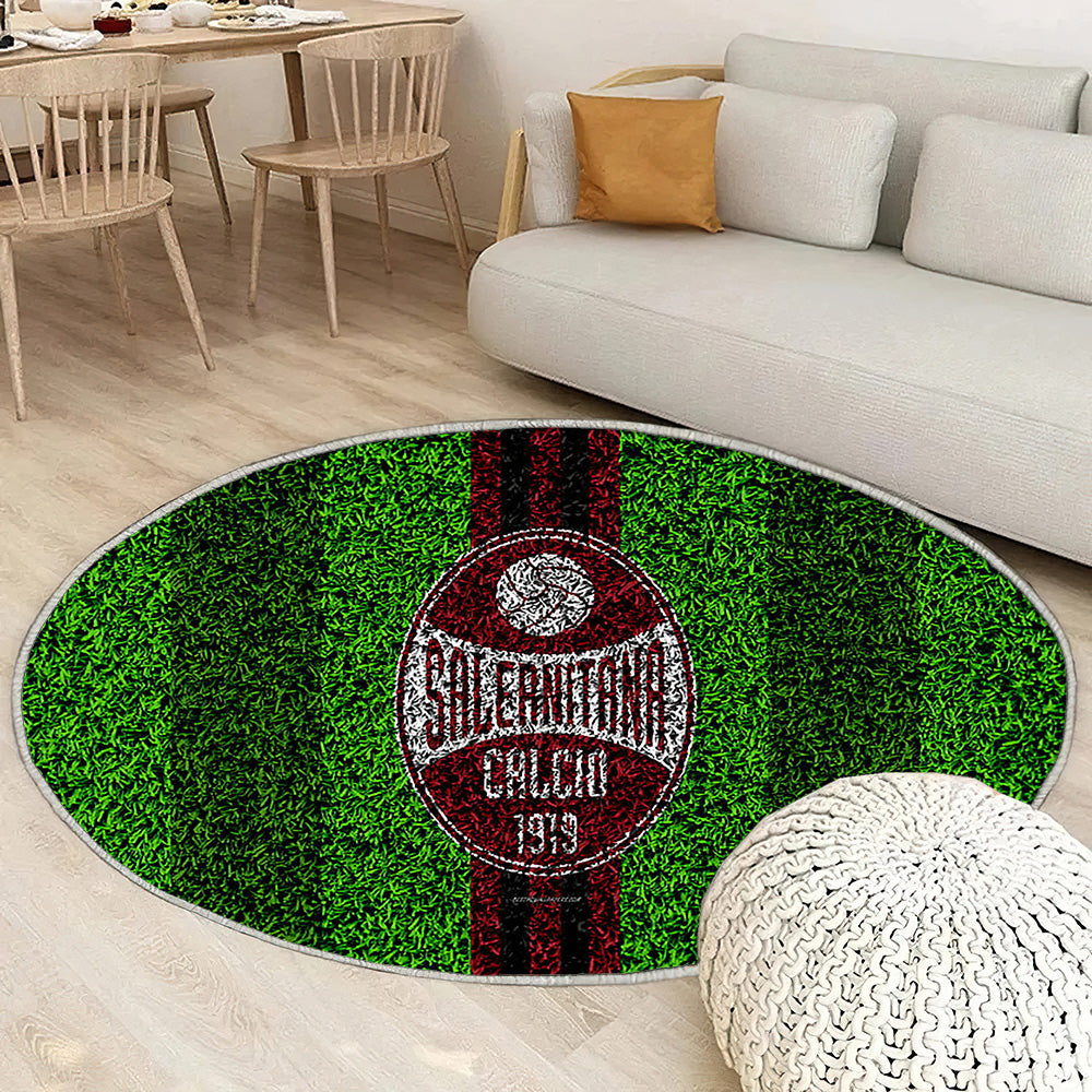Football Us Salernitana 1919 Lawnbrown Noir Tapis Sol - Tapis De Salon, Salerno Italie Tapis Art, Tapis pour la décoration de la maison