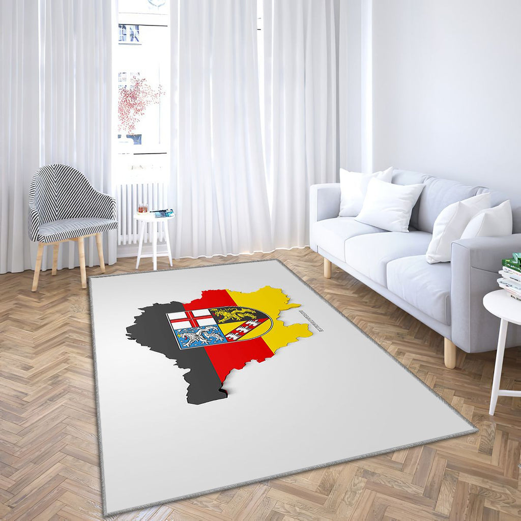Silhouette de carte de la Sarre Tapis Sol - Tapis De Salon, Allemagne Drapeau 3D de la Sarre Allemagne Tapis Art, Tapis pour la décoration de la maison