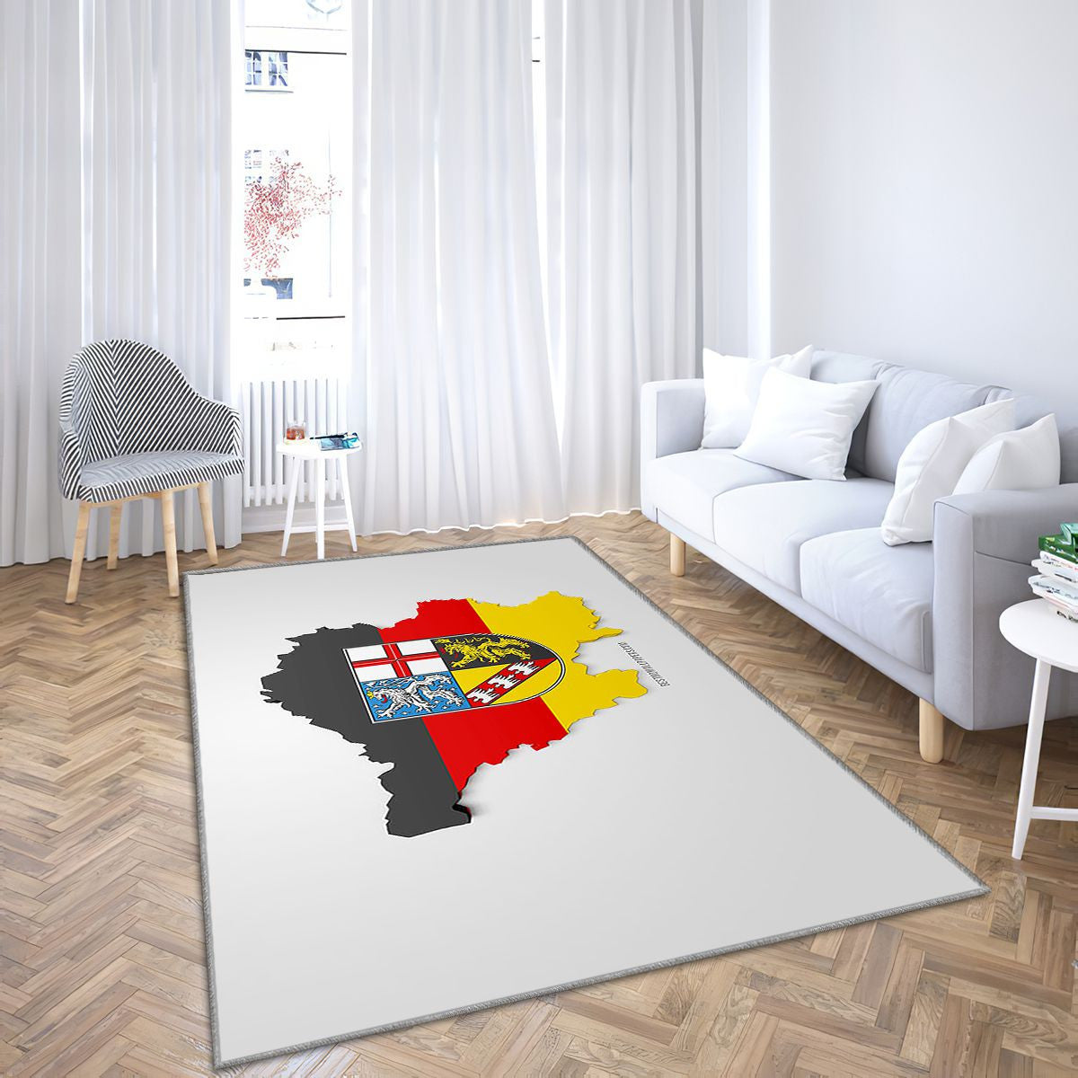 Silhouette de carte de la Sarre Tapis Sol - Tapis De Salon, Allemagne Drapeau 3D de la Sarre Allemagne Tapis Art, Tapis pour la décoration de la maison
