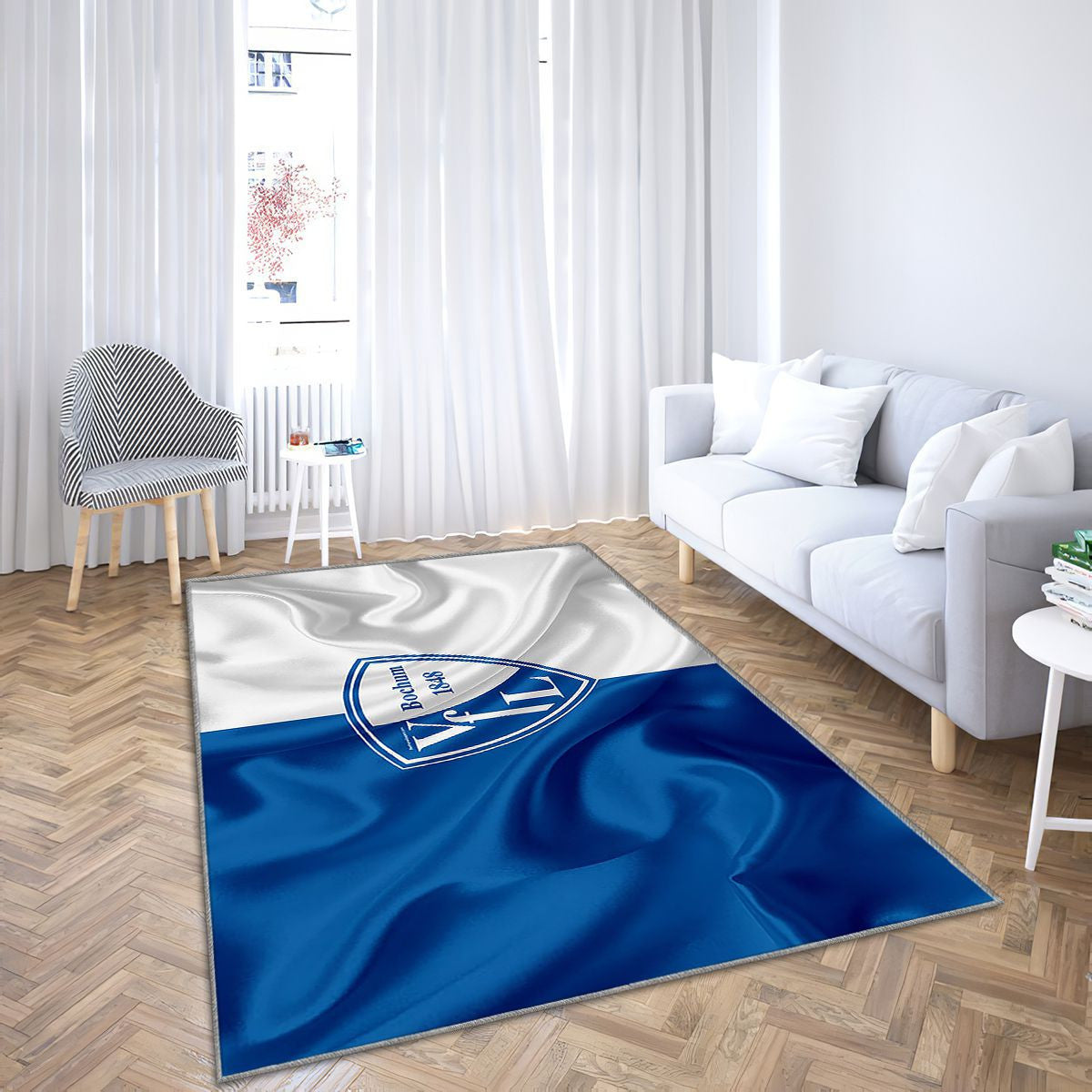 Vfl Bochum 1848 Drapeau en soie bleu blanc 2 Bundesliga Tapis Sol - Tapis De Salon, Bochum Allemagne Tapis Art, Tapis pour la décoration de la maison