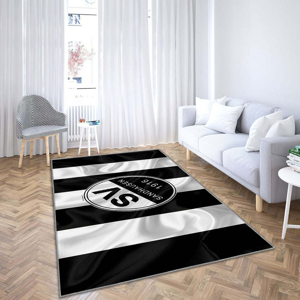 Sv Sandhausen Blanc Noir Soie Drapeau 2 Bundesliga Tapis Sol - Tapis De Salon, Zandhausen Allemagne Tapis Art, Tapis pour la décoration de la maison