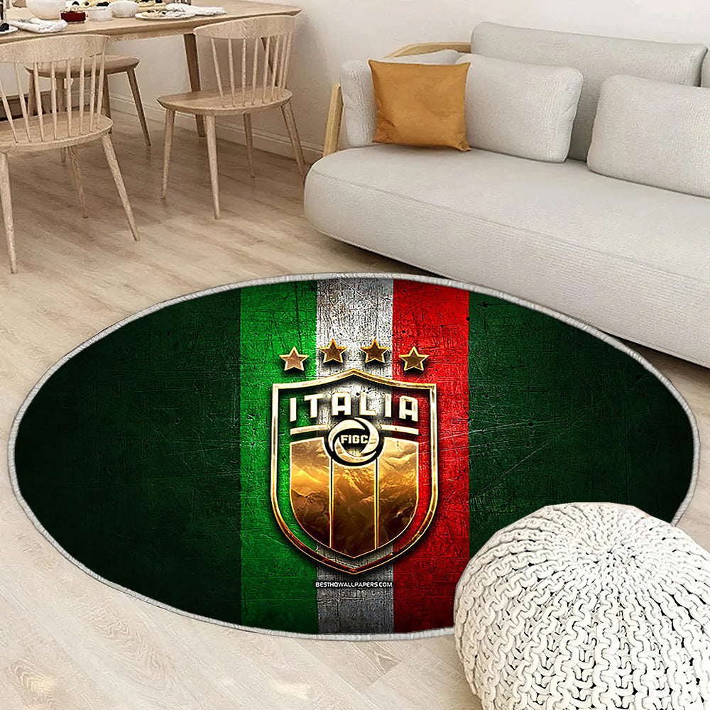 Équipe nationale de football d'Italie Tapis Sol - Tapis De Salon, Europe Uefa Green Metal Tapis Art, Tapis pour la décoration de la maison
