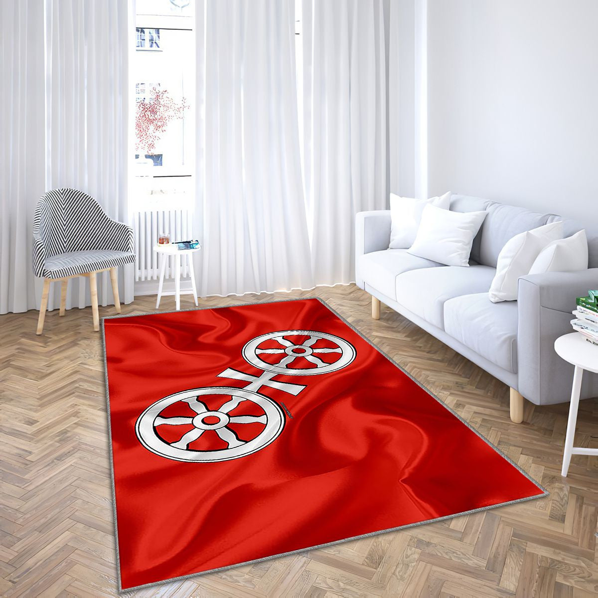 Drapeau de la ville allemande de Mayence Tapis Sol - Tapis De Salon, symboles de l'Allemagne Tapis Art, Tapis pour la décoration de la maison