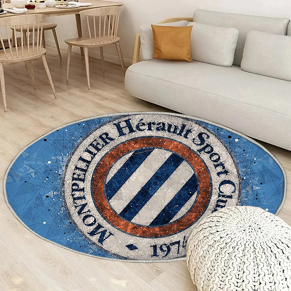 Montpellier Hsc Art Géométrique Tapis Sol - Tapis De Salon, Fond Bleu Montpellier Tapis Art, Tapis pour la décoration de la maison